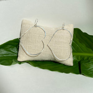 Silver heart hoop earrings (med)