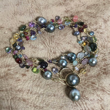 Load image into Gallery viewer, Multi gemstone &amp; Tahitian pearl long necklace